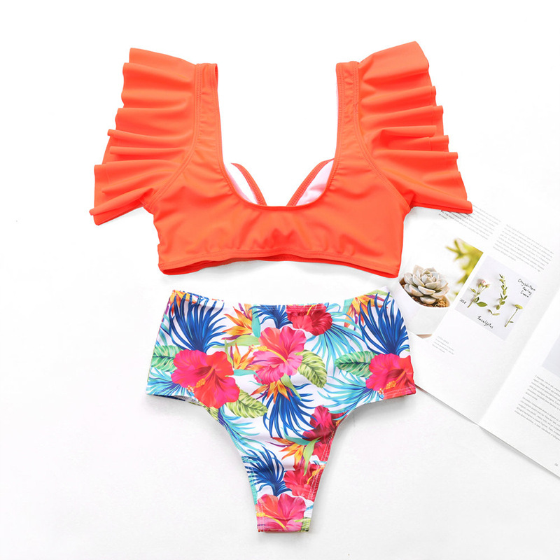 F4809-4 Rose Summer Days Floral High Waist Swimsuit Set